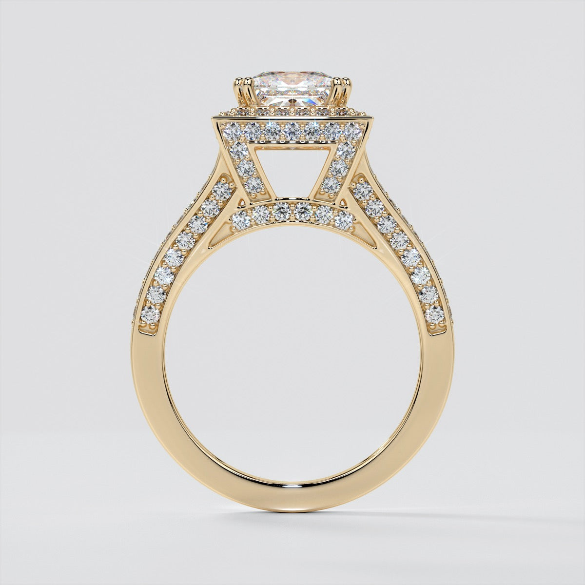 1.5Ct Princess Cut Lab Grown Diamond Split Shank Engagement Ring