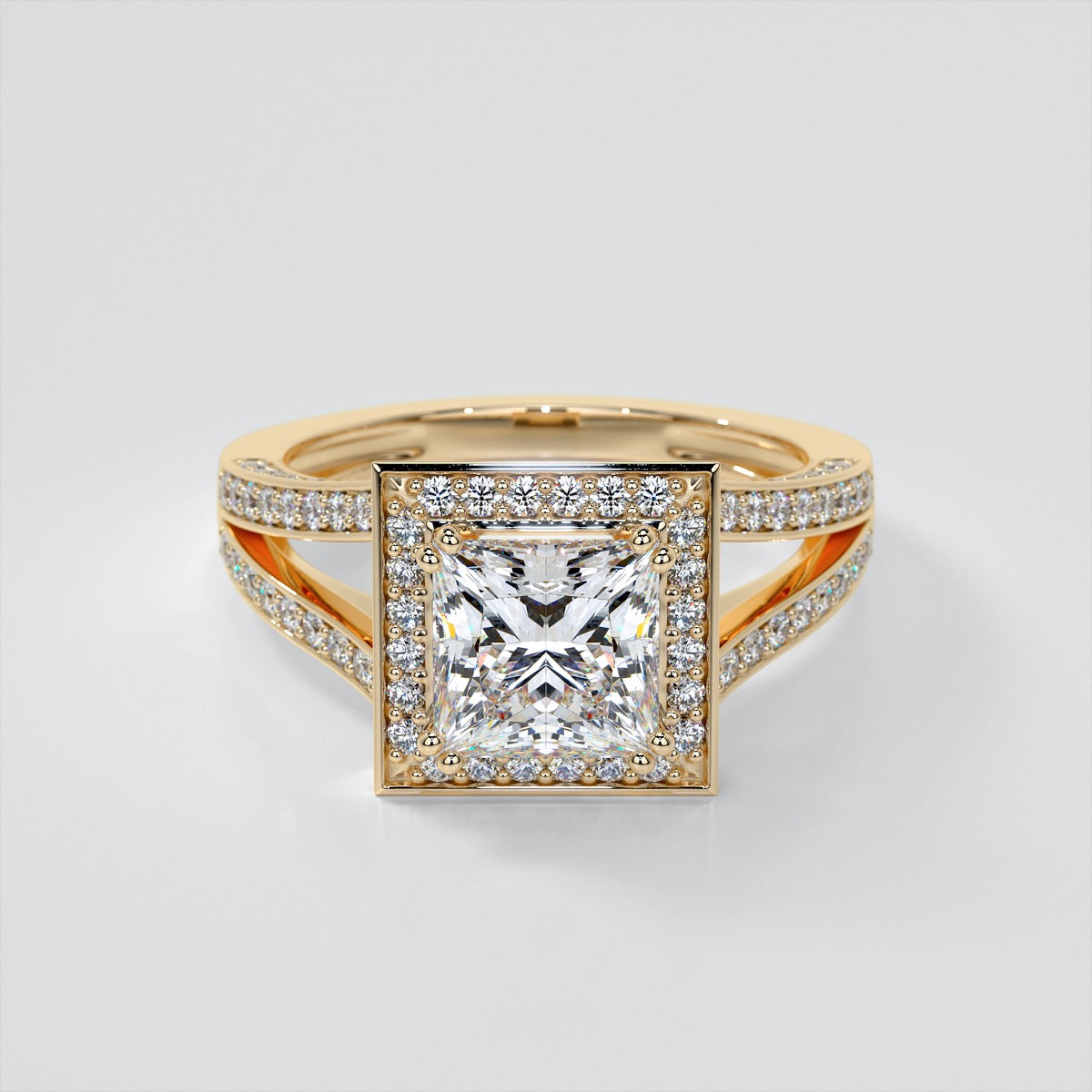 1.5Ct Princess Cut Lab Grown Diamond Split Shank Engagement Ring