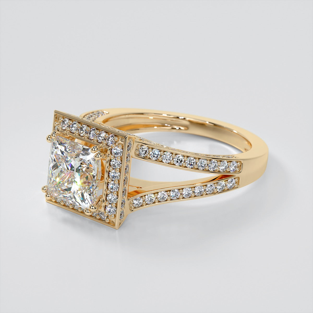 Split Shank Princess Cut Wedding Set with Accents