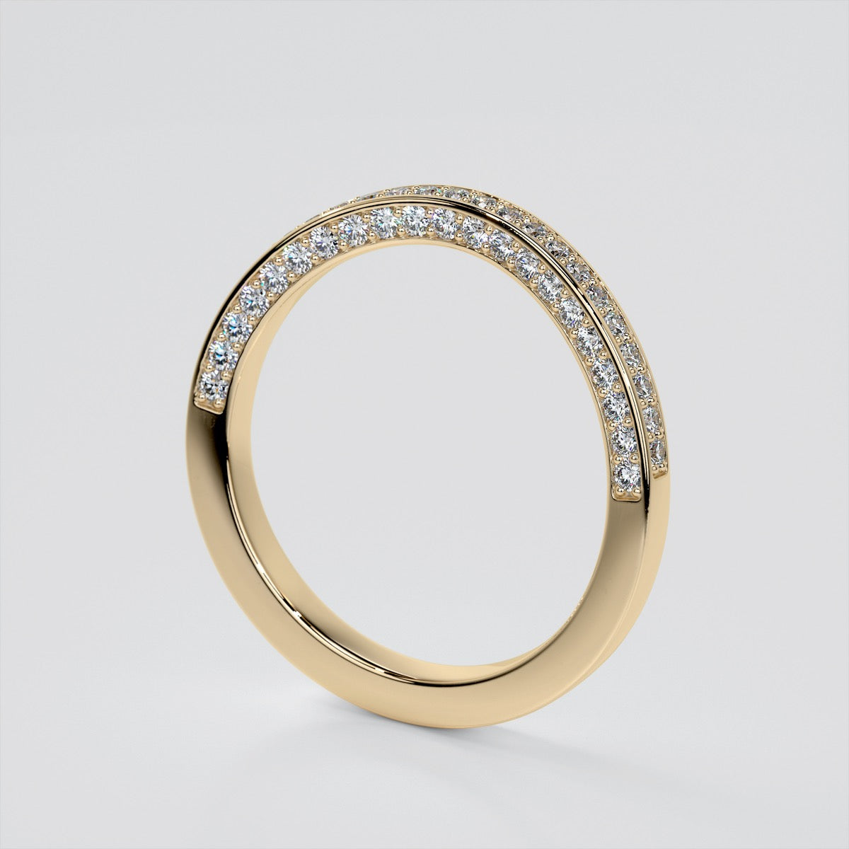 Contoured Wedding Band with Round Channel Set Stones
