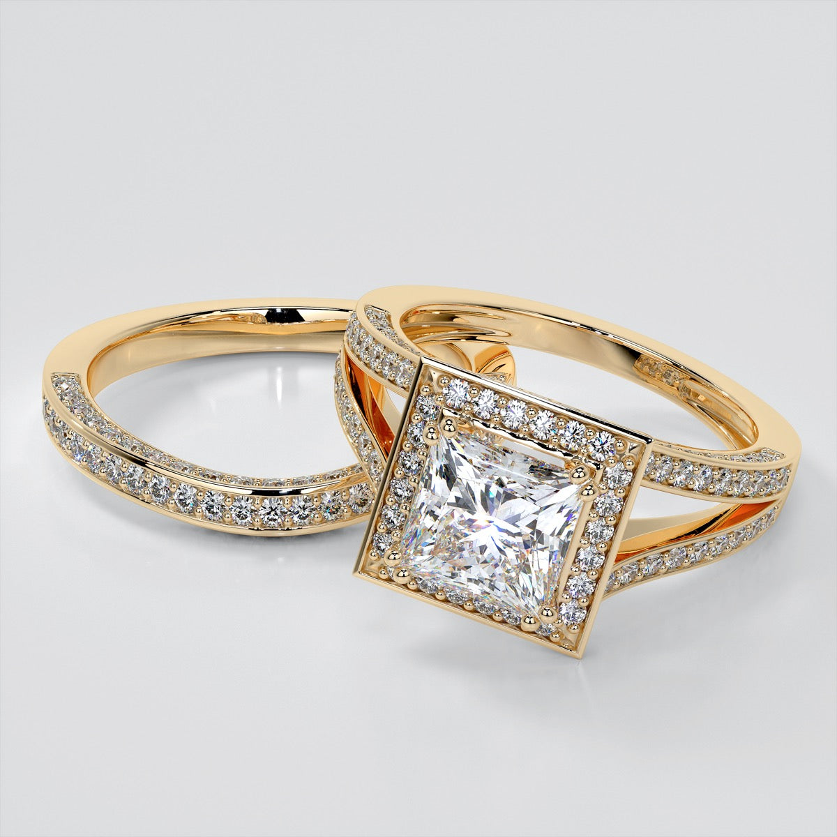 1.5Ct Princess Cut Lab Grown Diamond Split Shank Engagement Ring