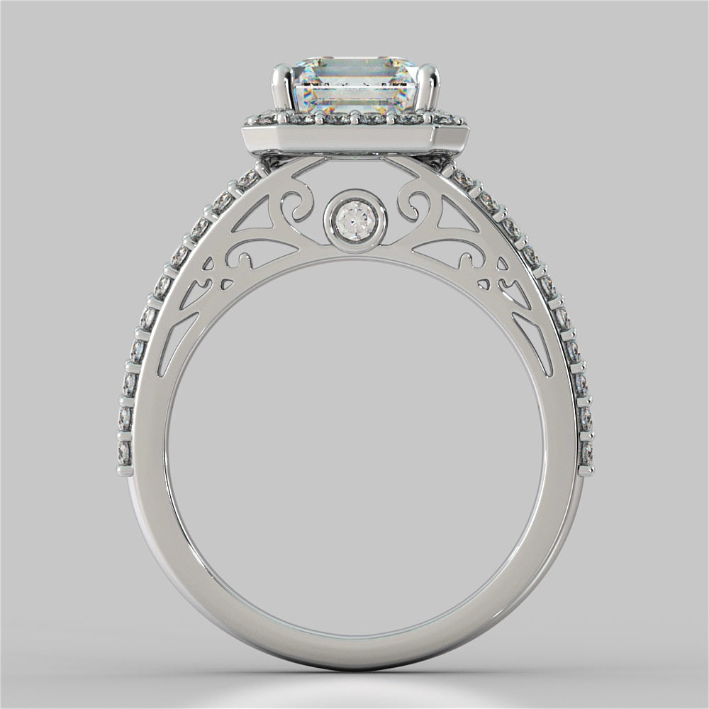 2.42Ct Asscher Cut Lab Grown Diamond Split Shank Wedding Set