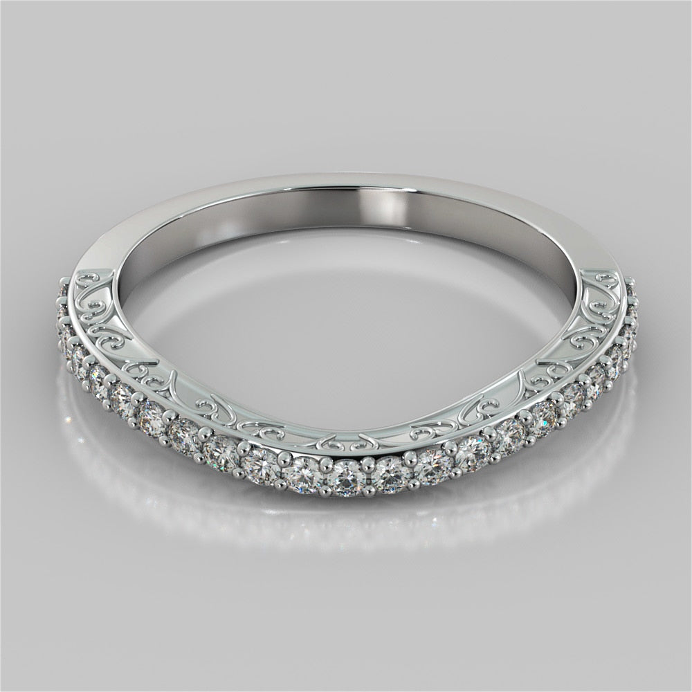 Filigree Style Contoured Wedding Band