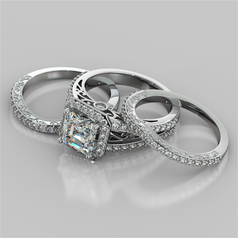 Asscher Cut Split Shank Engagement Ring with Filigree Setting