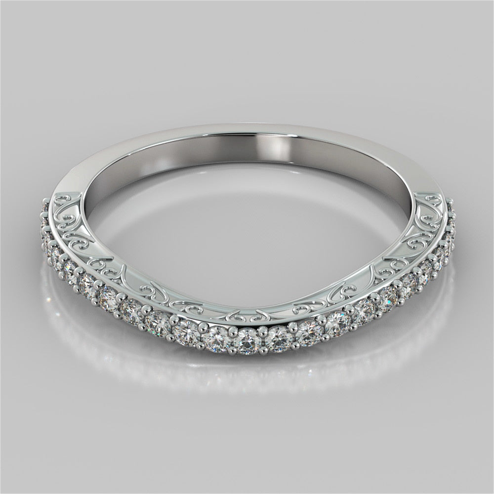 1.5Ct Round Cut Lab Grown Diamond Engagement Ring with Filigree Split Shank