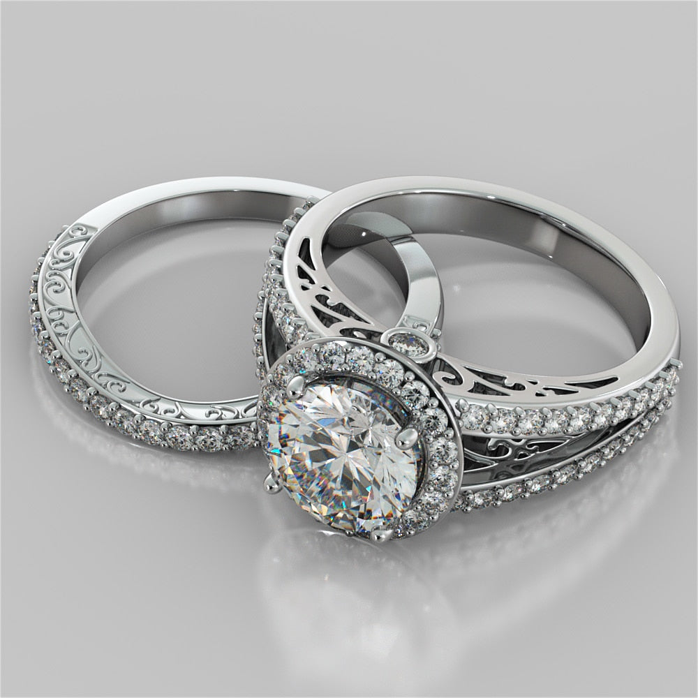 1.5Ct Round Cut Lab Grown Diamond Engagement Ring with Filigree Split Shank