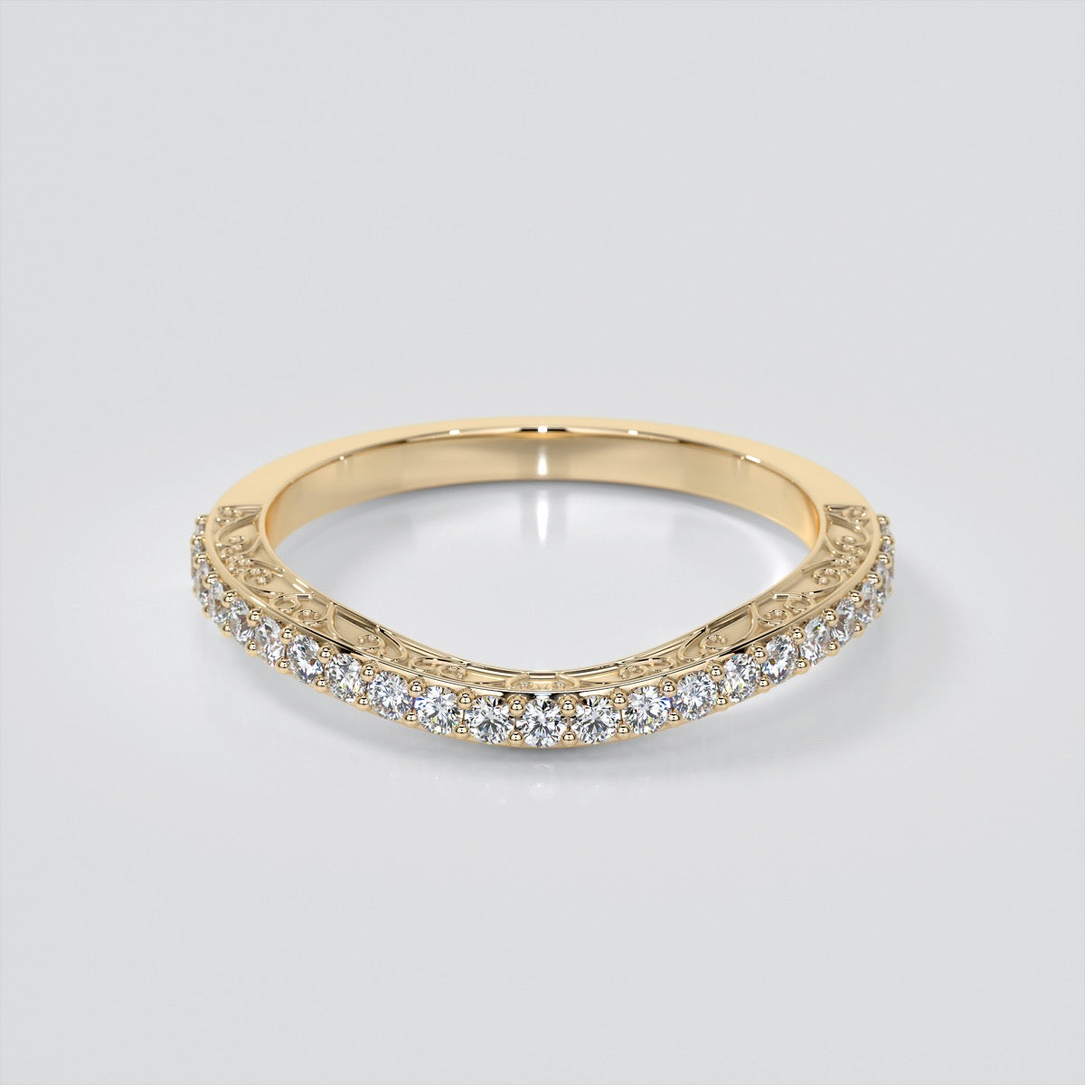 Round Cut Engagement Ring with Filigree Split Shanks