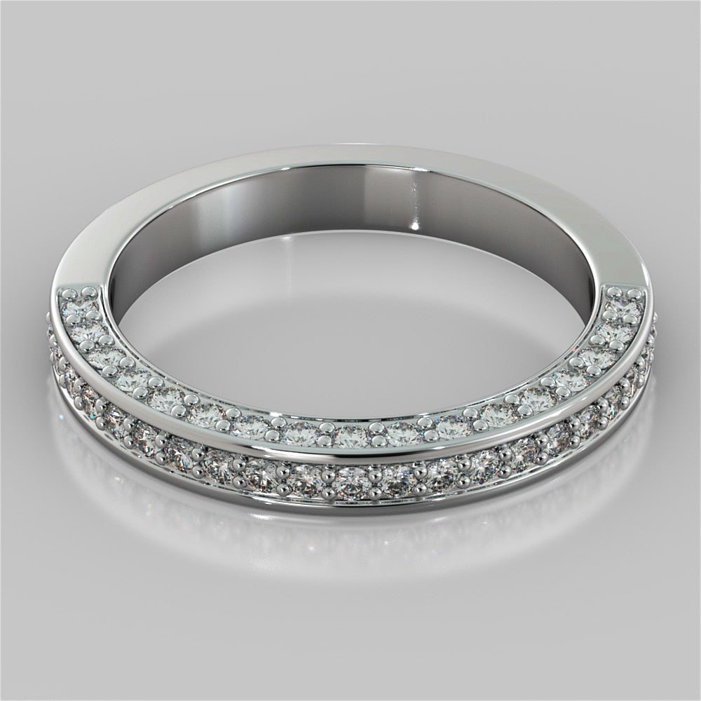 2.0Ct Round Cut Lab Grown Diamond Cathedral Engagement Ring with Channel Set Accents