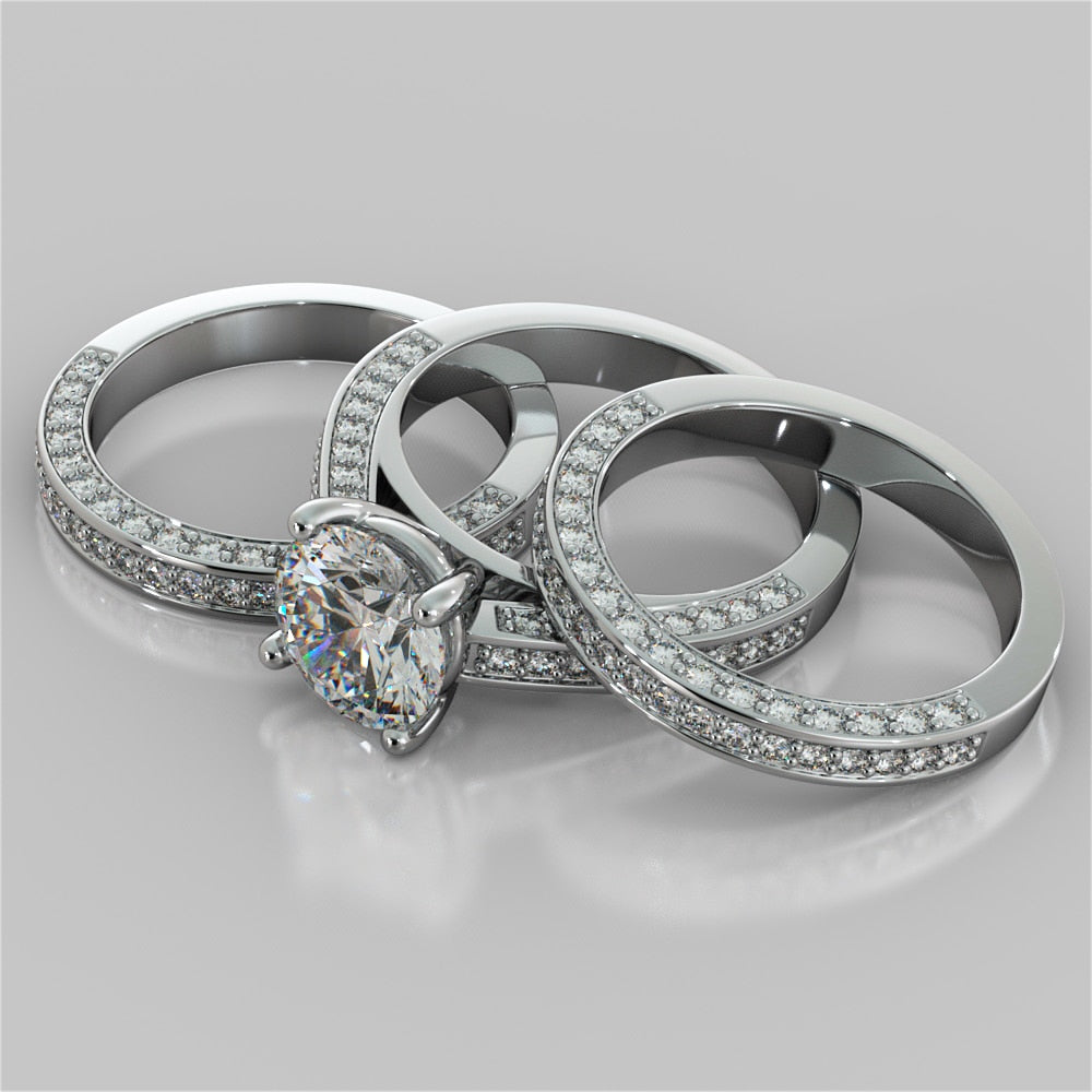 2.0Ct Round Cut Lab Grown Diamond Cathedral Engagement Ring with Channel Set Accents
