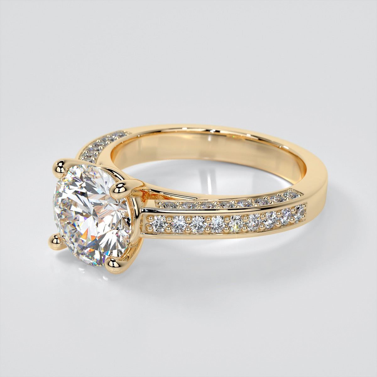 Accented Cathedral Style Round Cut Wedding Set with Accents