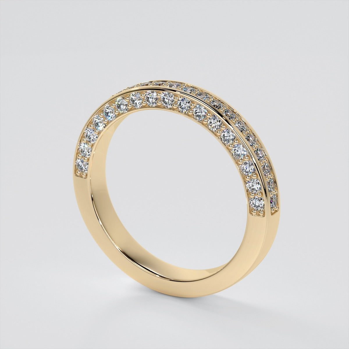 Round Cut Cathedral Engagement Ring with Channel Set Accents