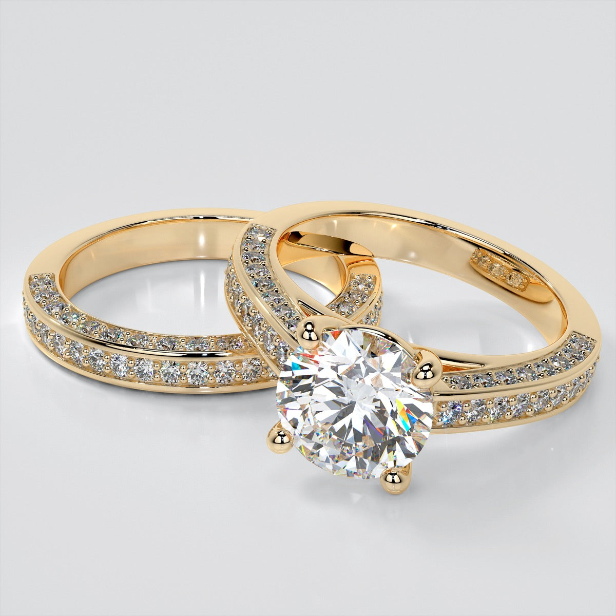 2.0Ct Round Cut Lab Grown Diamond Cathedral Engagement Ring with Channel Set Accents