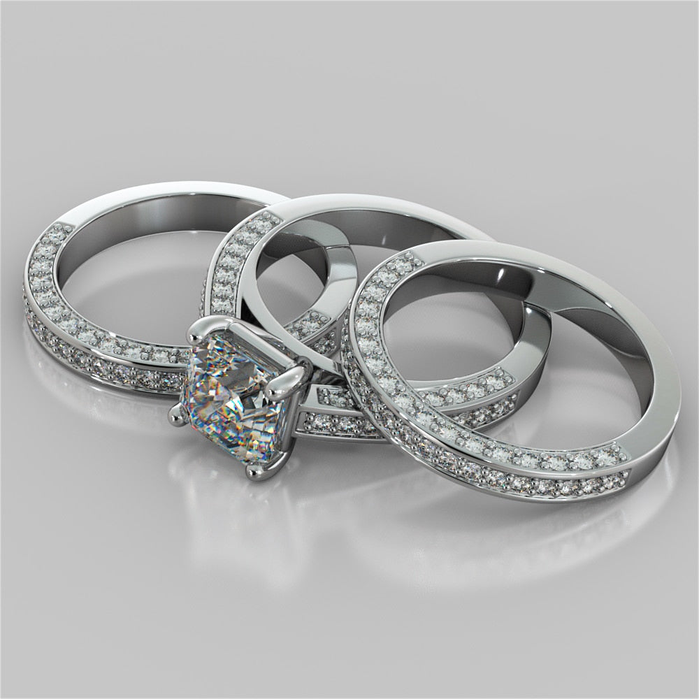 2.0Ct Asscher Cut Lab Grown Diamond Channel Set Cathedral Engagement Ring with Accents