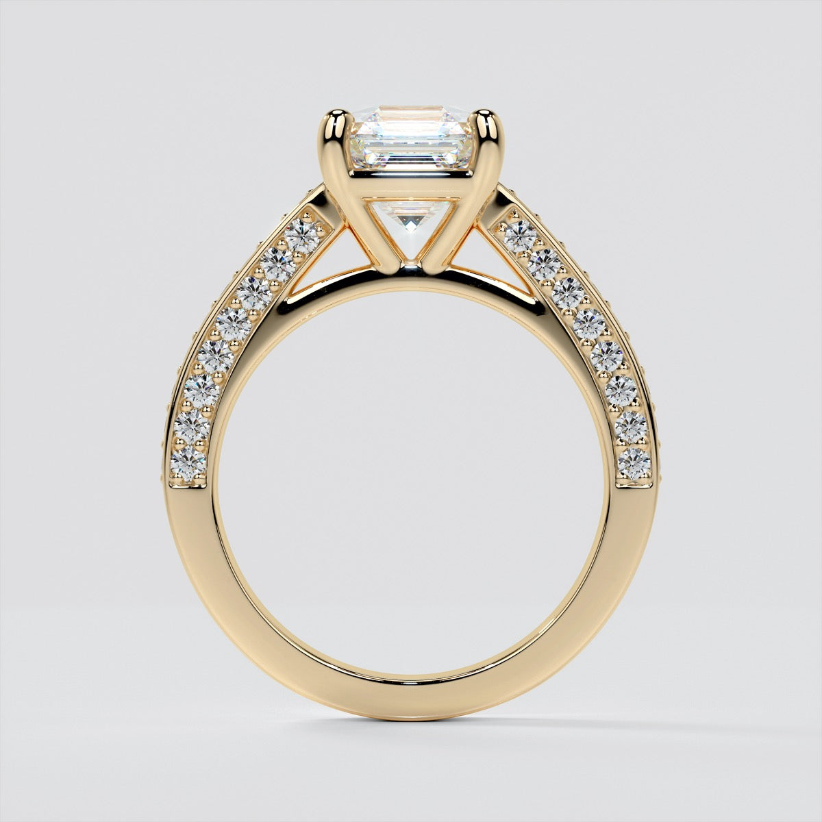 2.0Ct Asscher Cut Lab Grown Diamond Channel Set Cathedral Engagement Ring with Accents