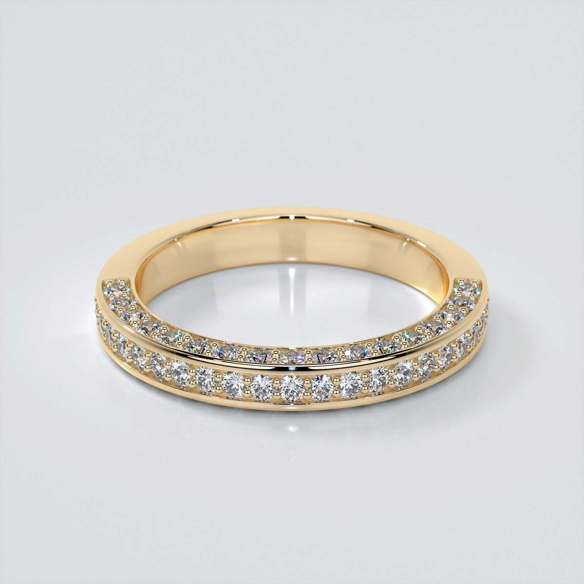 Round Cut Channel Set Wedding Band