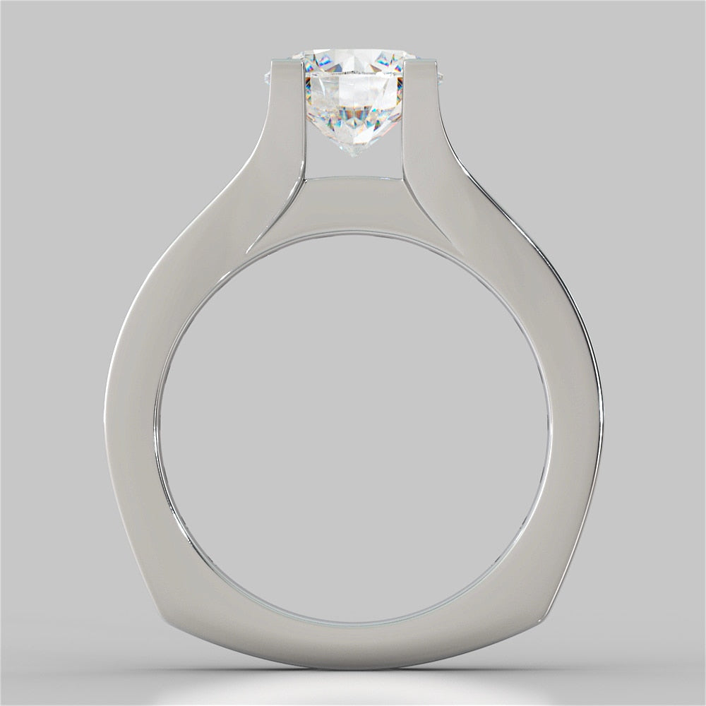 Round Cut Bridge Style Wedding Set with Euro Band
