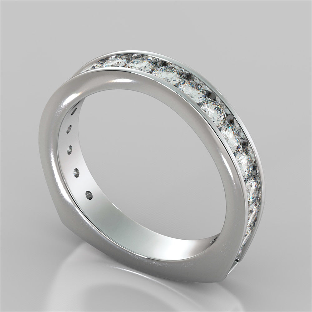 Round Cut Bridge Style Wedding Set with Euro Band