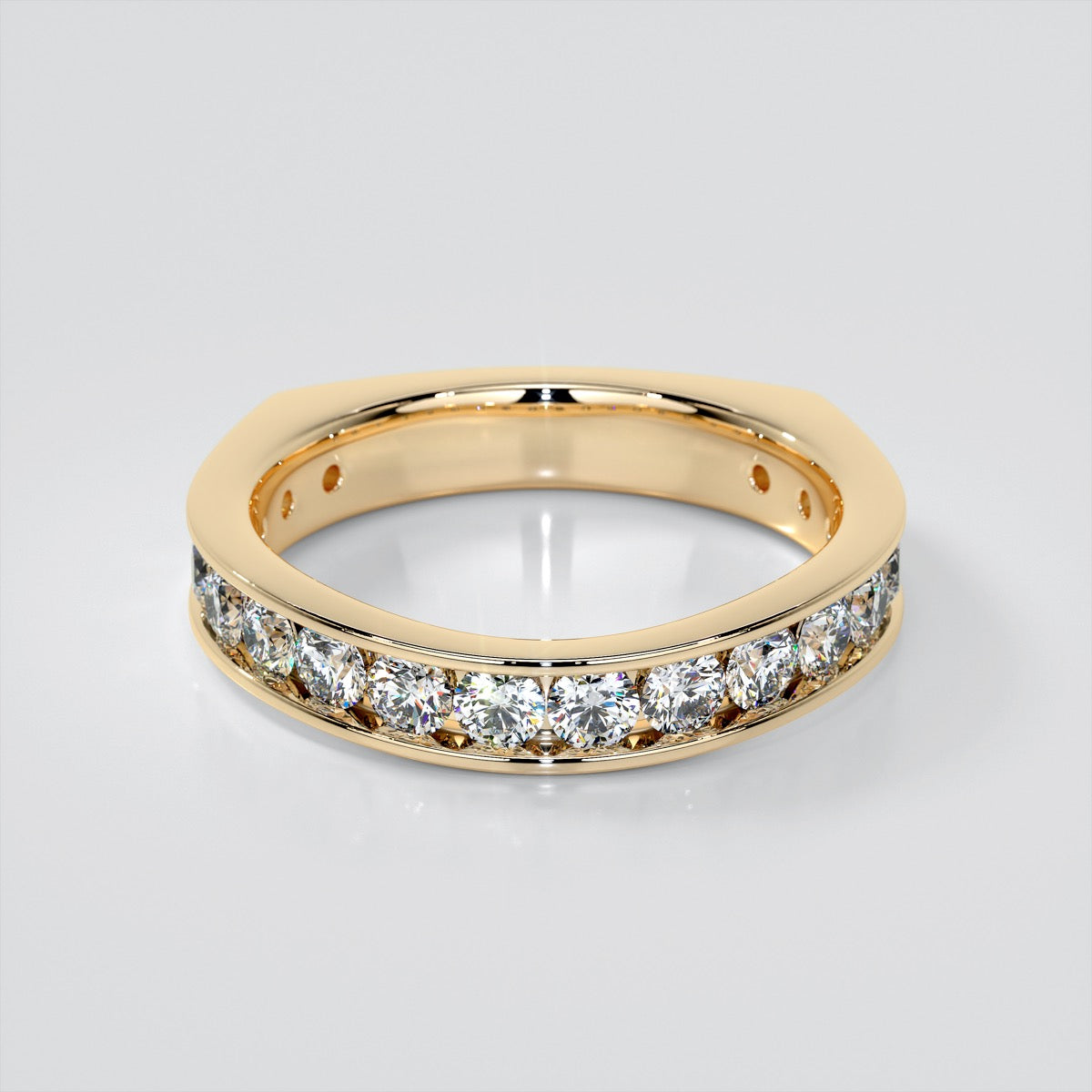 Round Cut Channel Bridge Trio-Wedding Set and Euro Shanks