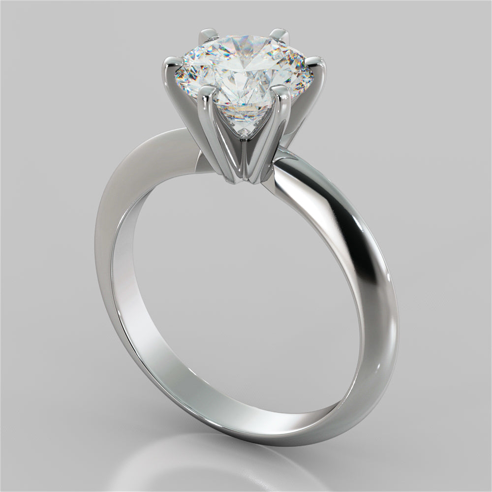 2.0CT Classic 6-Prong Round Cut Tiffany Style Engagement Ring in 14K White Gold - Same Day Shipping