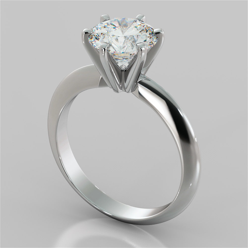 2.0CT Classic 6-Prong Round Cut Tiffany Style Engagement Ring in 14K White Gold