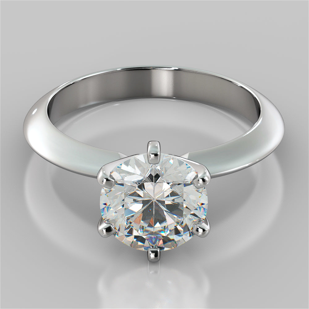 2.0CT Classic 6-Prong Round Cut Tiffany Style Engagement Ring in 14K White Gold - Same Day Shipping