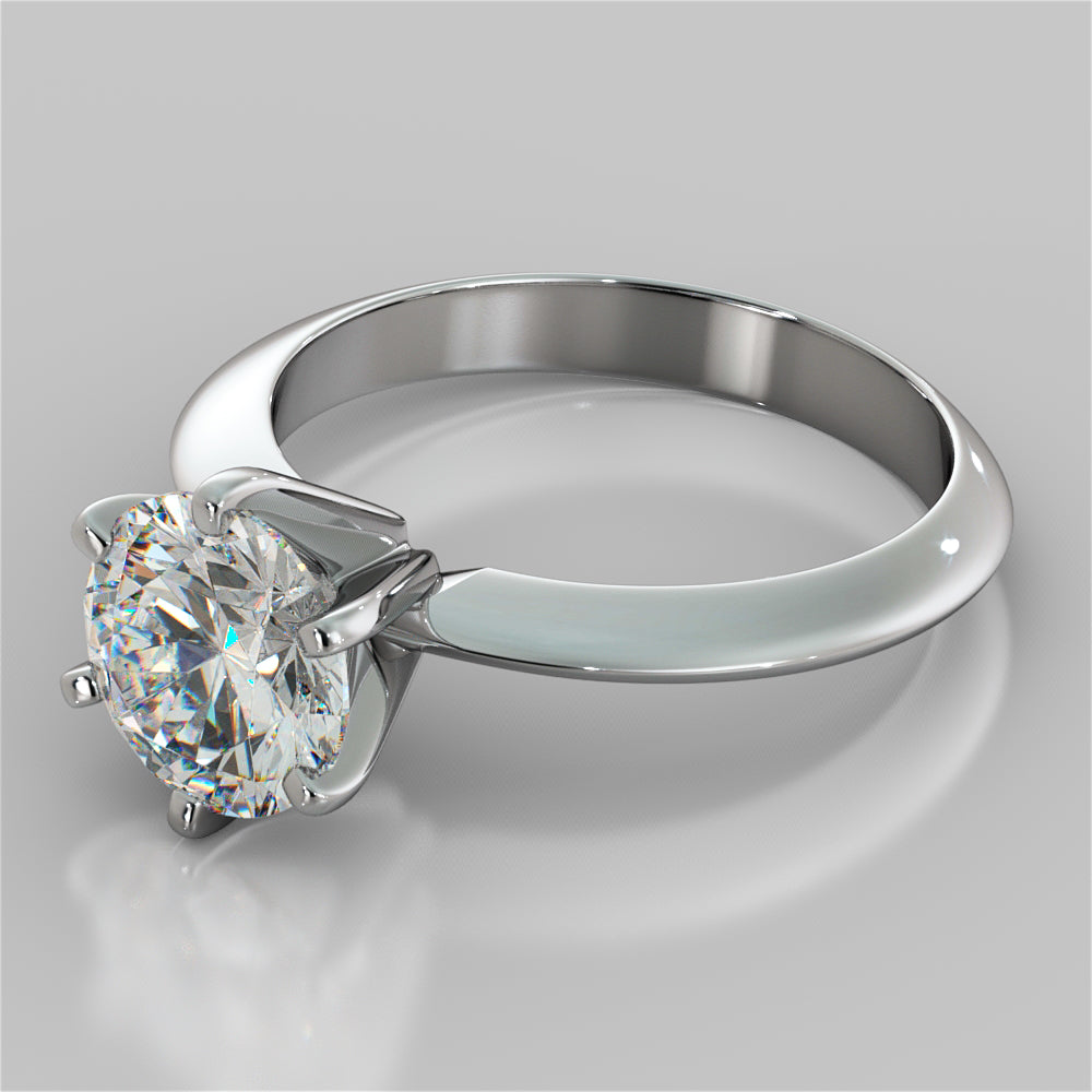 2.0CT Classic 6-Prong Round Cut Tiffany Style Engagement Ring in 14K White Gold - Same Day Shipping