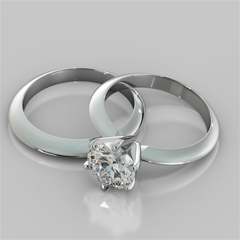 2.0CT Classic 6-Prong Round Cut Tiffany Style Engagement Ring in 14K White Gold - Same Day Shipping