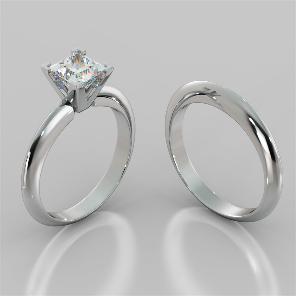 Lab Grown Diamond Princess Cut Tiffany Style Engagement Ring