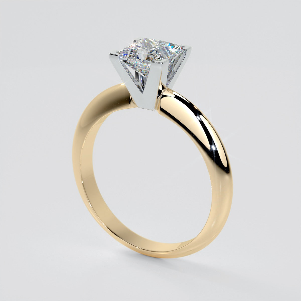 Lab Grown Diamond Princess Cut Tiffany Style Engagement Ring