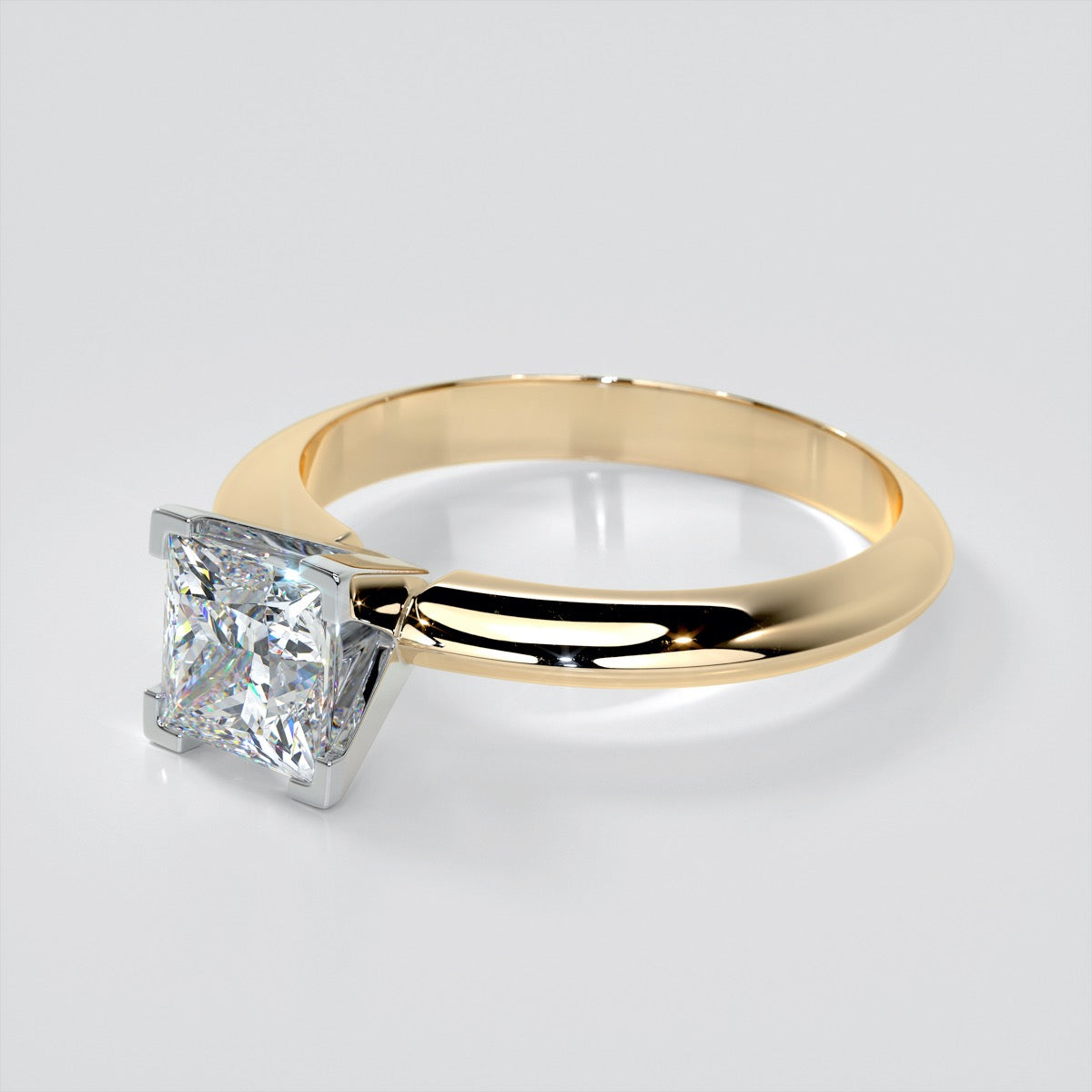 Lab Grown Diamond Princess Cut Tiffany Style Engagement Ring