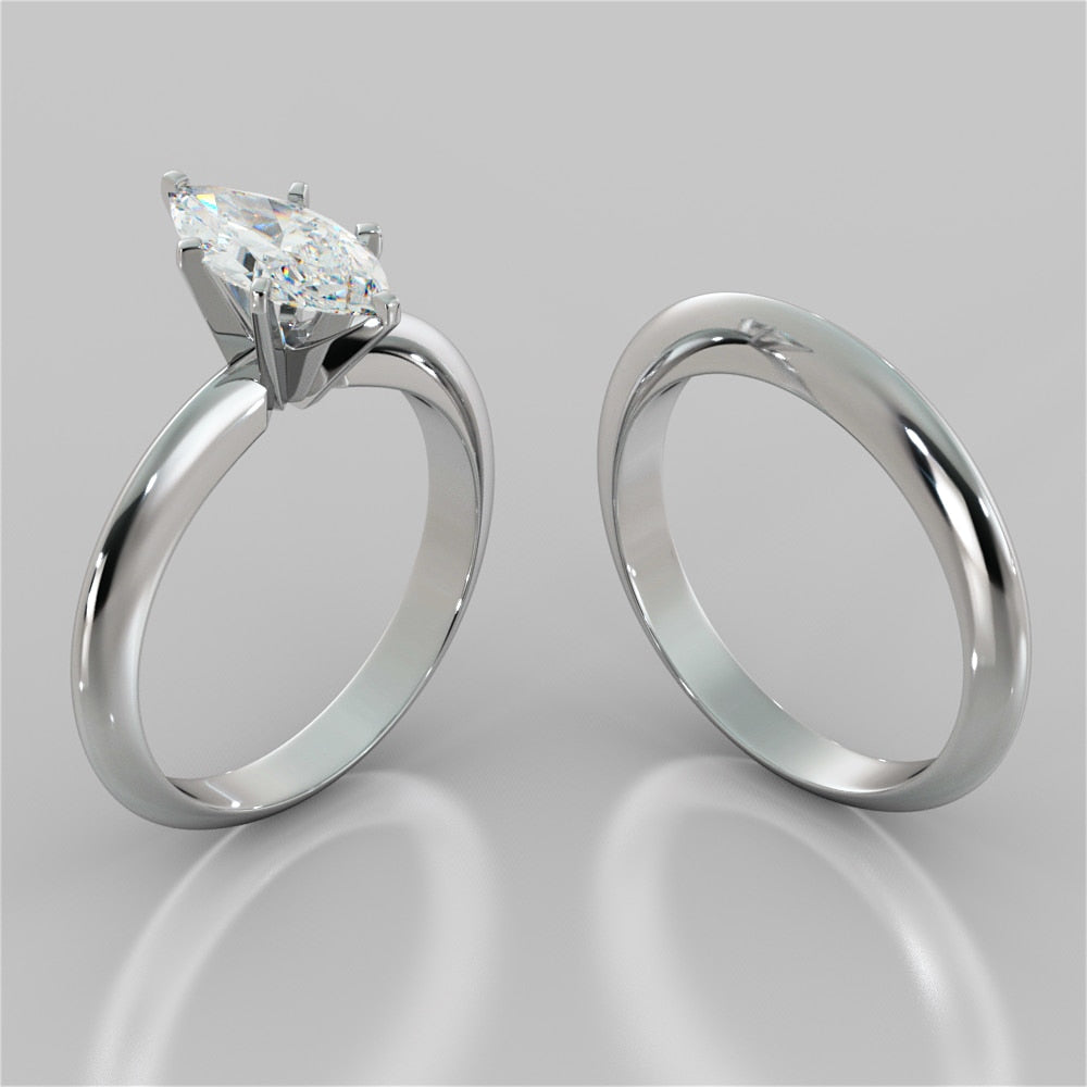 Lab Grown Diamond Marquise Cut 6-Prong Tiffany Style Engagement Ring