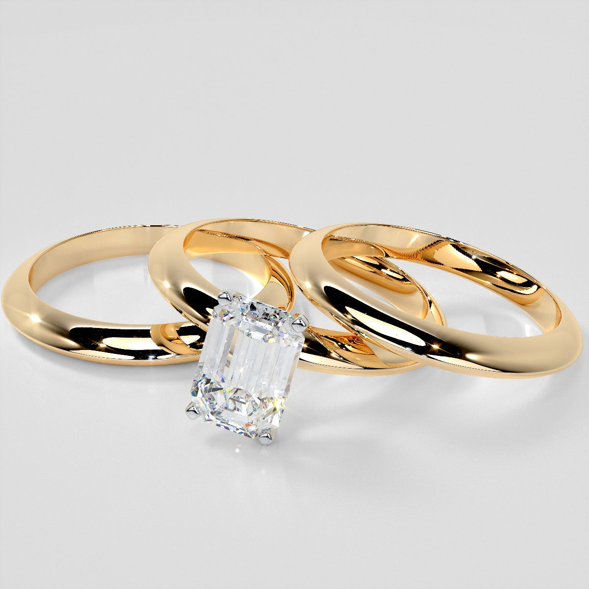 Lab Grown Diamond Emerald Cut Tiffany Style Engagement Ring