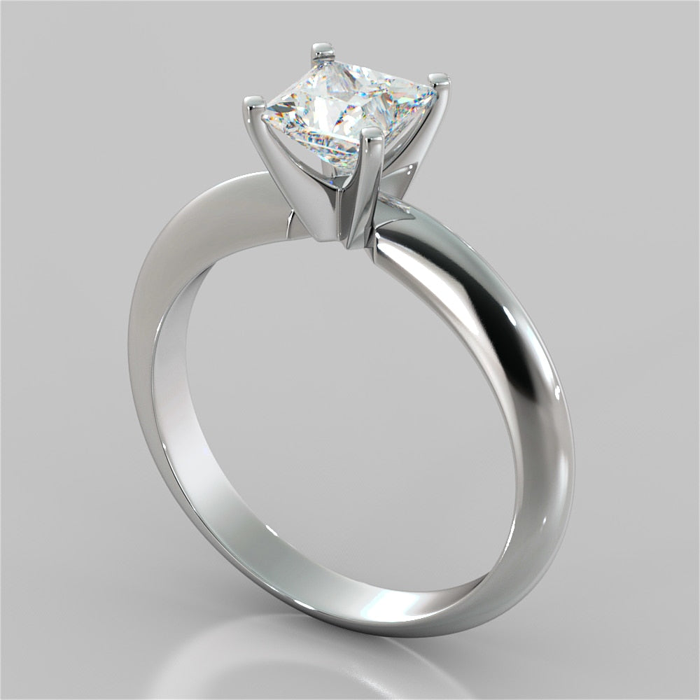 Lab Grown Diamond Asscher Cut Tiffany Style Engagement Ring