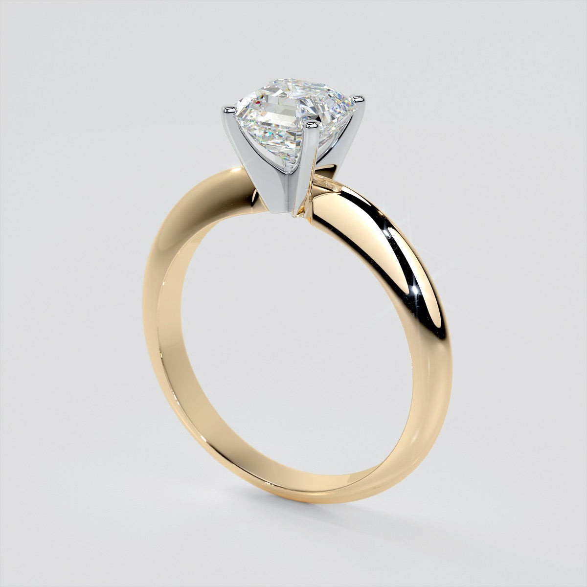 Lab Grown Diamond Asscher Cut Tiffany Style Engagement Ring