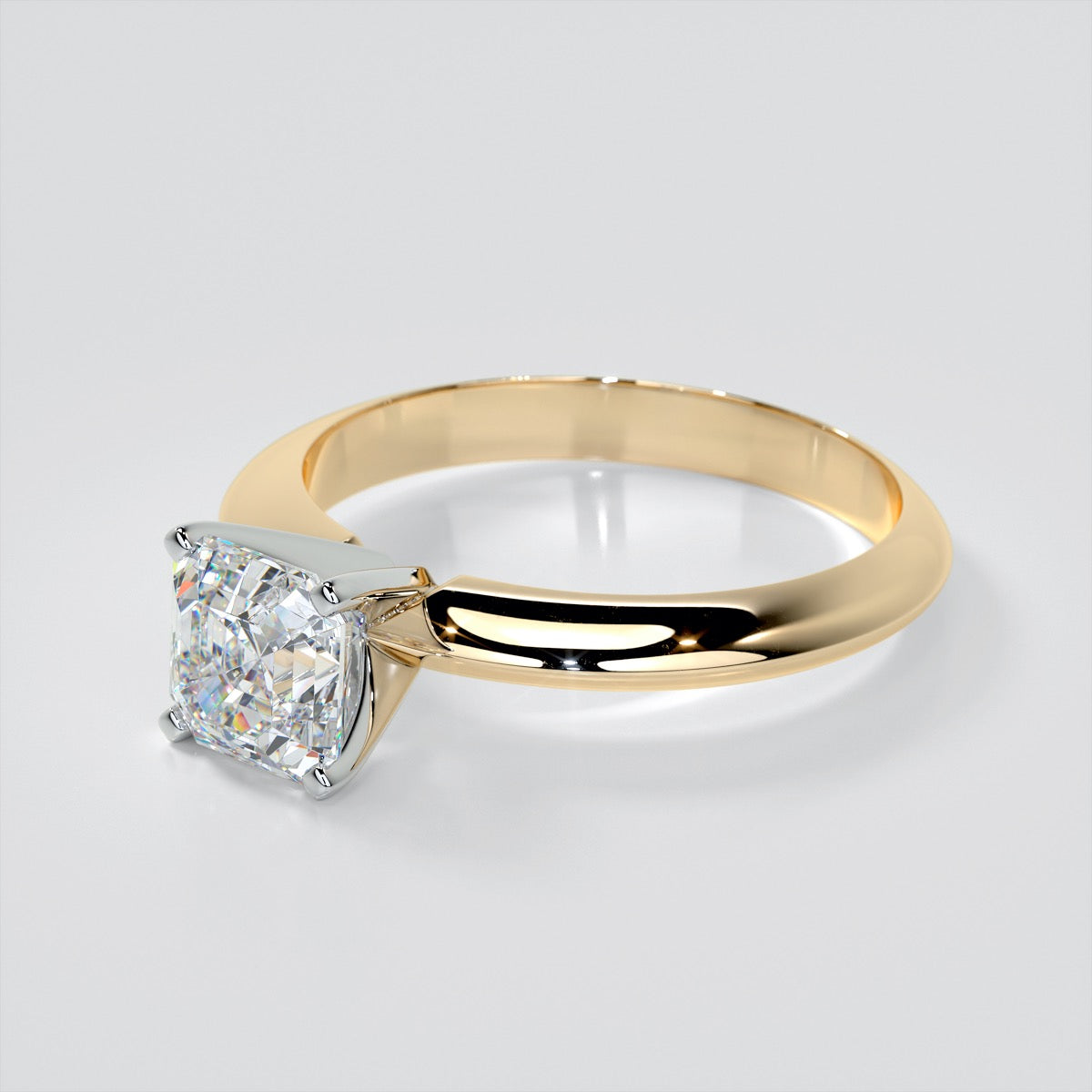 Lab Grown Diamond Asscher Cut Tiffany Style Engagement Ring