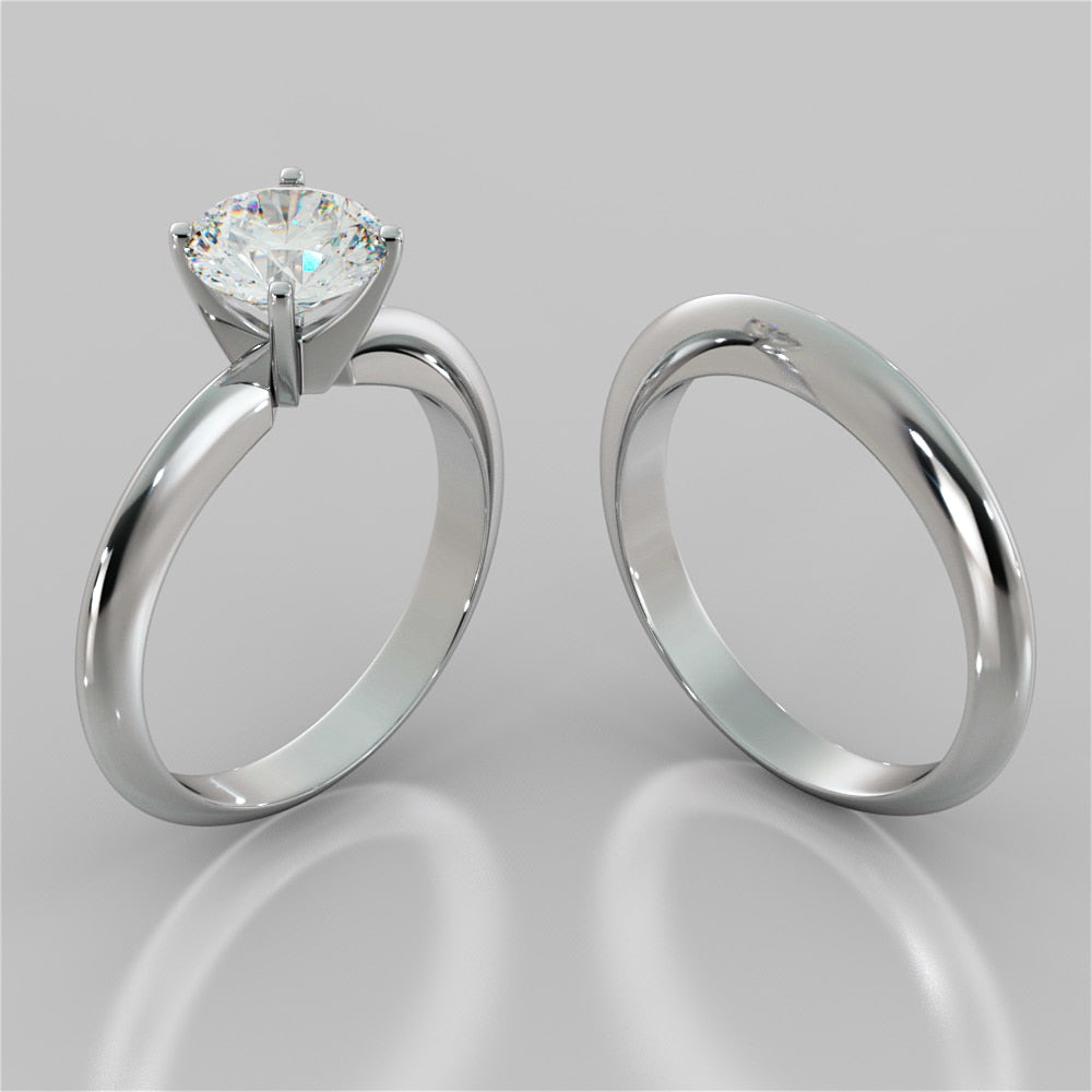 Round Cut 4-Prong Tiffany Style Engagement Ring