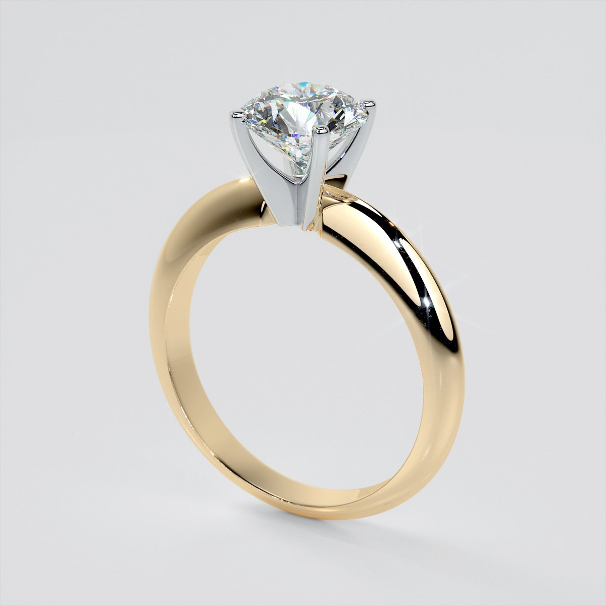 Round Cut 4-Prong Tiffany Style Engagement Ring