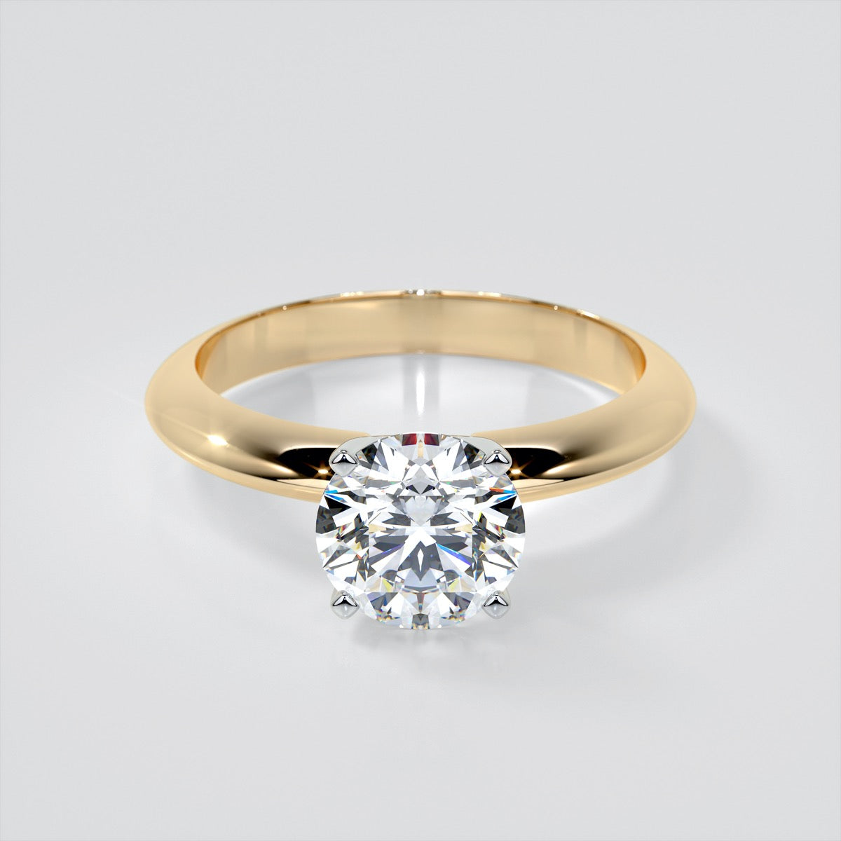 Round Cut 4-Prong Tiffany Style Engagement Ring
