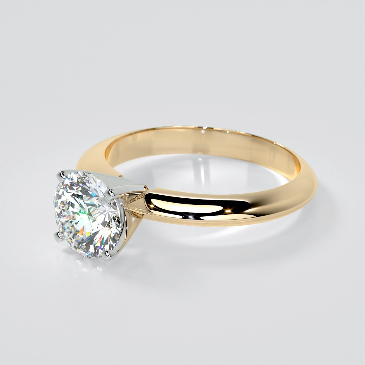 Round Cut 4-Prong Tiffany Style Engagement Ring