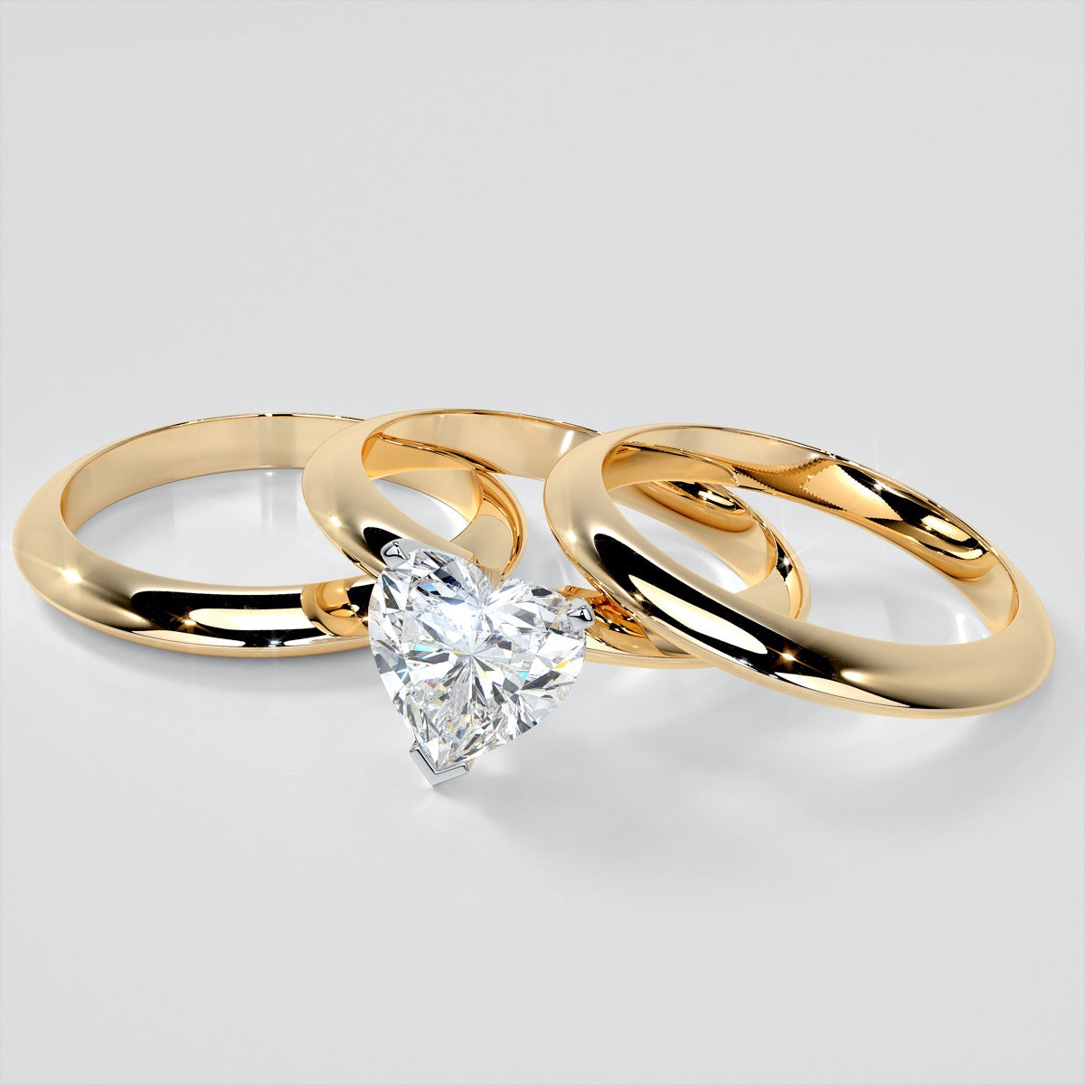 Lab Grown Diamond Heart Shape Classical Tiffany Style Engagement Ring