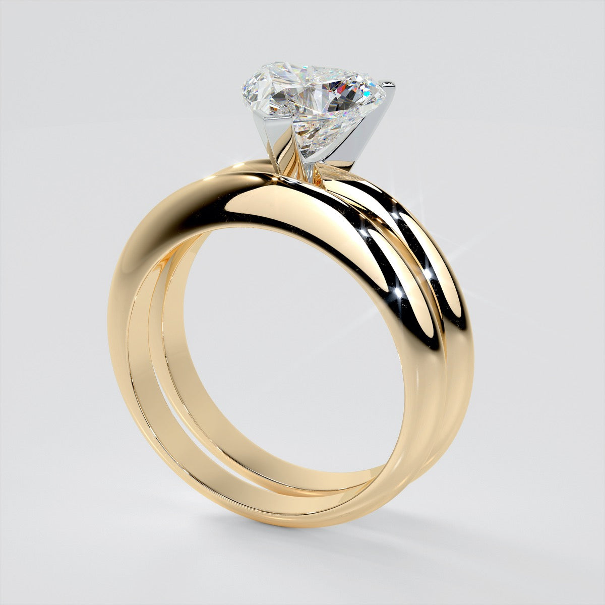 Lab Grown Diamond Heart Shape Classical Tiffany Style Engagement Ring