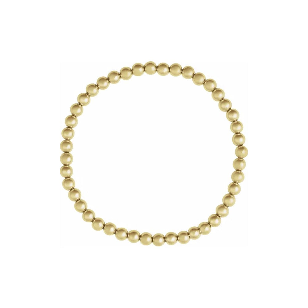 14K Yellow Gold-Filled Beaded Stackable Bracelet – 4MM Stretch Ball Bracelet