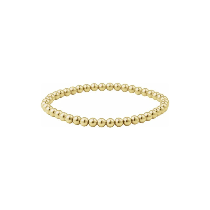 14K Yellow Gold-Filled Beaded Stackable Bracelet – 4MM Stretch Ball Bracelet