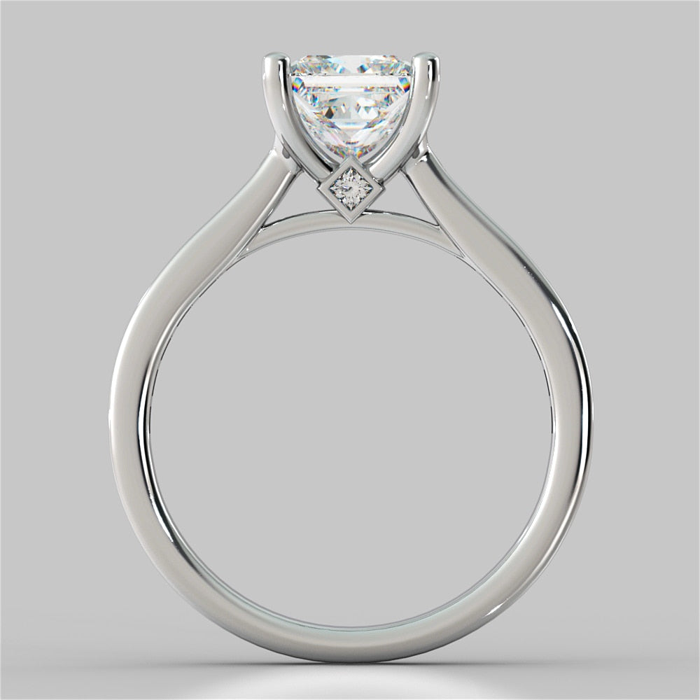 2.64Ct Princess Cut Channel Set Cathedral Style Engagement Ring in 14K White Gold