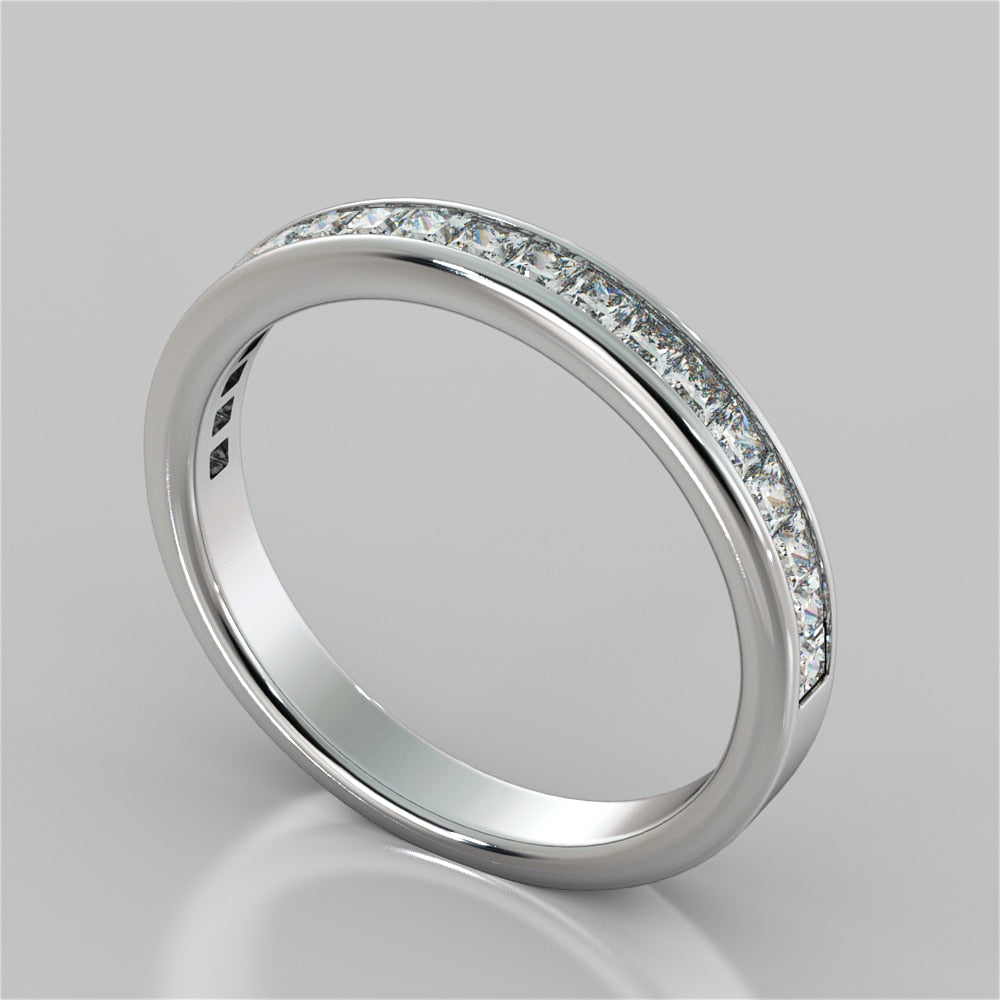 Channel Set Princess Cut Wedding Band
