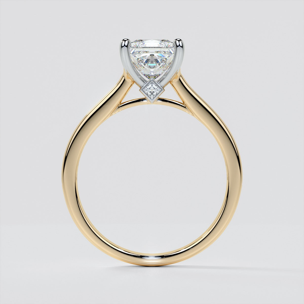 Princess Cut Channel Set Cathedral Style Wedding Set With 2 Matching Bands