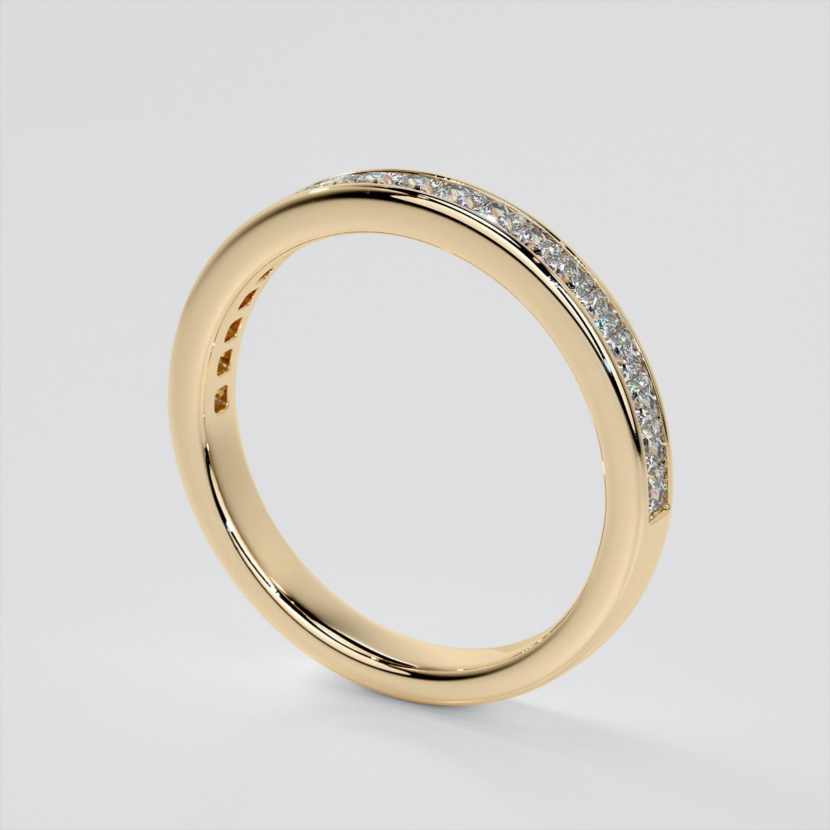 Princess Cut Channel Set Cathedral Style Wedding Set With 2 Matching Bands