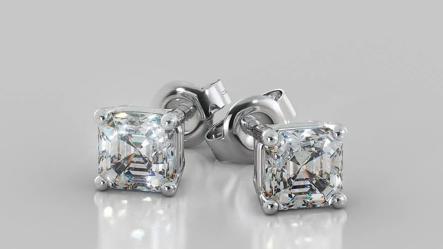 Asscher Cut Stud Earrings