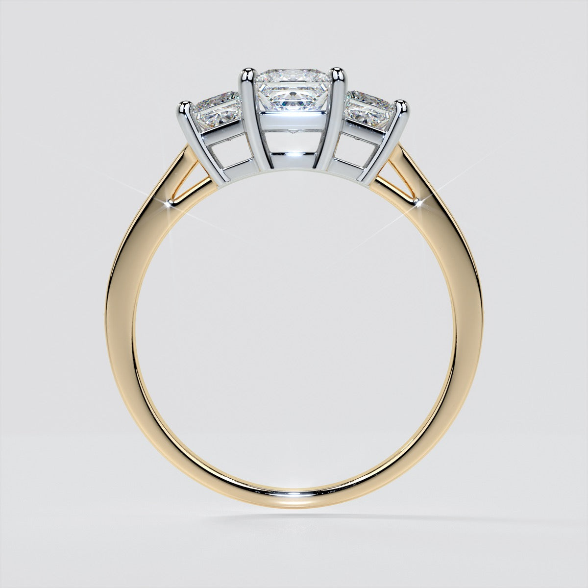 Lab Grown Diamond Princess Cut Three Stone Engagement Ring With Accents
