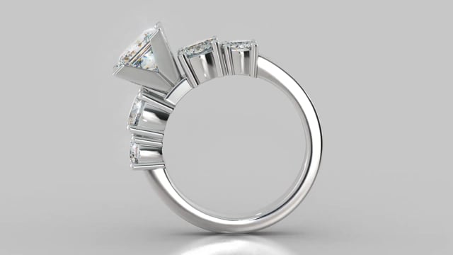 1.5Ct Princess Cut Lab Grown Diamond 5-Stone Engagement Ring with Accents